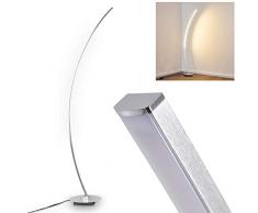 Lampada da terra LED Antares in metallo di colore cromo - Piantana a stelo con forma curvilinea ideale per la lettura - Illuminazione interno con luce calda 3000 Kelvin - 820 Lumen