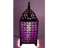 Lampada marocchina in ferro forgiato + Tessuto viola H45 cm stile orientale