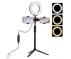 DUS 6.2 Pollici Lampada ad Anulare Luce Circolare LED Ring Light Luce ad Anello Luminoso per Selfie, Fotografia, Tiktok, Live Stream