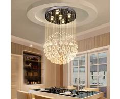 Soffitto cristallo plafoniera LED goccioline scintillanti bracci della sfera di cristallo K9 e acciaio, cucina pranzo 50cm 5xGU10 5W sostituibile bulbi