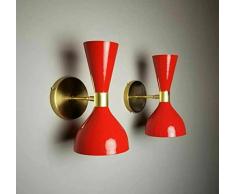 THE ANTIQUE HOUSE Set di due lampade da parete rosse belle anni 50 Mid Century italiane da parete lampada da parete regalo di nozze