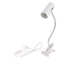 Blesiya E27 Vite Rettile Base Portalampada per Rettili Anfibi Ceramica Supporto Lampada di Calore Infrarossi UVB UVA Porta Lampadina EU Plug - Bianco