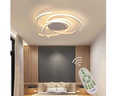 LED Plafoniera Soggiorno Dimmerabile Soffitto Lamp Moderno Tondo Annulus Designer Lampada a Sospensione con telecomando Cucina Métal acrilica Sala da pranzo Ufficio Lampadari Ø56*H10cm Bianco