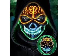 lenbest Maschera Halloween LED - Maschere Halloween con 3 modalità di Illuminazione - Maschera Maschere Carnevale Donna Uomo Adulti - Halloween Festa del Partito Cosplay Carnevale