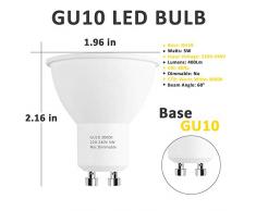 Lampadina LED GU10 5 Watt, Pursnic 40 Watt luce alogena equivalente, 3000K Bianco Caldo 400Lumen, Lampade a luce spot GU10, 6 Pezzi