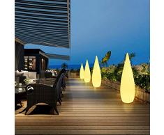 MH-LAMP Lampada da Terra Esterno Giardino, Lampada a Stelo Dimmerabile con Telecomando Ricaricabile, Lampada a Stelo Atmosfera, Lampada da Terra a Forma di Goccia, Impermeabile IP54,Bianca,A