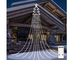 RJEDL Luci di Natale con Stella, 420LEDs Impermeabile Luci Albero di Natale, 10 * 3.8m Catena Luminosa Luci Natalizie Esterno, 8 Modalita Luci Decorazioni per Finestra, Giardino, Albero,Terrazza