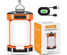 Lampada da Campeggio, BICKON Lampada Ricaricabile USB, 60 LEDs Super Luminoso 5 Modalità Lanterna da Campeggio, 25+ Ore di Lavoro Lampada per Tende, Campeggio, Pesca, Escursionismo, Emergenza