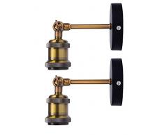 PIANUO 2pcs Applique de Parete Lampada da Parete a Luce Industriale dellannata Regolabile Finito in ottone Testa in rame con Portalampada E27 per Bar Ristoranti, Club