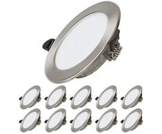 Dexnump Faretti LED da Incasso per Cartongesso, 7W Equivalenti a 70W 700 LM, Luci Ultrasottili da Soffitto e per l’illuminazione da Interno foro incasso Ø 75mm-95mm, Set da 10 (Bianco Freddo 6000K)