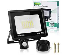 Tailcas 30W Faretto Led da Esterno con Sensore di Movimento, IP66 Impermeabile Faro Led Esterno 2700LM, 36 Leds 6500K Bianca Fredda -Luce a Led da Interno ed Esterno per Garage Cortile Giardino