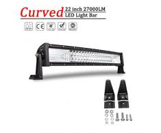 Barra LED Fuoristrada, Willpower Barra Luce a Led Curva 55cm 270W 12V 24V Impermeabile Combinata di Fascio Spot e Inondazione Fari LED Luci da Lavoro per Trattore Auto Camion Barca 4x4 ATV