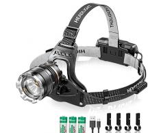 Torcia Frontale LED Ricaricabile,Super Bright 50000 Lumen 6 Modes Led,Sensore E Luce Rossa,7800 mAh Super Large Capacity,USB Ricaricabile,IPX6 Impermeabile Leggero Mini Lampada Frontale Regolabile