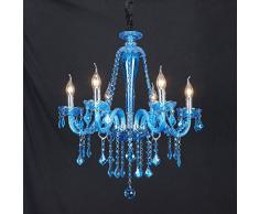 JIANAND Lampadario in vetro cristallo blu nordico E14 Lampada a sospensione regolabile multi-testa La lampada da soffitto è adatta per la camera dei bambini, il soggiorno, il ristorante e lilluminazi