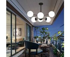 ENXING Lampada a Sospensione Grande lampadario da Soggiorno E27 Moderna in Ferro sferica Camera da Letto Sala da Pranzo Lampada in Vetro Paralume Illuminazione molecolare Bar Plafoniera