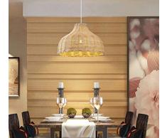 Wlnnes Fai da te tessuti a mano paralume nuovo ristorante cinese negozio pentola calda sala da tè del rattan lampada rattan lampadario E27 sud-est asiatico cappello di bambù rattan Lampadario vimini t