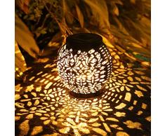 PhilzOps Lanterna Solare da Giardino Esterni, Lampada Solare a Energia Bianco Caldo Impermeabile Lanterne Solari LED Luci per Esterno Patio Giardino Prato Festa Terrazza Natale Orientale Decorazione