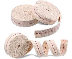 3 rotoli di stoppino in cotone piatto, 3/5 di pollice olio lanterna stoppino per bruciatore di cherosene stufa illuminazione lanterna olio olio lampada stoppino rotolo fare accessori fai da te