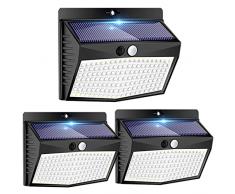 Peasur Luce Solare LED Esterno 138 LED Lampada Solare da Esterno con Sensore di Movimento 3 Modalità Faretti Solari a Led da Esterno IP65 Impermeabile Luci Solari Esterno per Giardino-3 Pezzi
