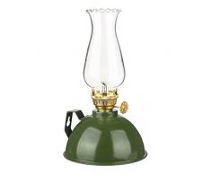 Lampada a Olio con Manico in Metallo for Cintura Mobile da 7,48 Pollici for Ristorante da Cucina for la casa da Campeggio (Color : Green)