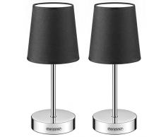 Monzana 2x Lampada da Comodino Paralume in Tessuto E14 Abatjour Luce da Lettura con Interruttore