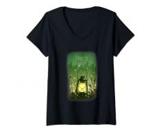 Donna Lucciole nel Giardino Lanterna Motivazionale Maglietta con Collo a V