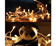 Salcar Catena luminosa 10 m 100 LED catena di Natale su cavo trasparente LED luci USB luci decorazione per interni ed esterni – bianco caldo