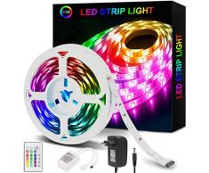 Sylevin Striscia 5m RGB Strisce LED- 5050 strisce LED luminose con telecomando, 16 cambi di colore, 4 modalità per la casa, decorazione dellarmadio, camera da letto, televisione