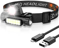 Lampada frontale a led impermeabile Lampada frontale potente Lampada frontale ricaricabile a 4 modalità con funzione zoom Lampada frontale per campeggio e uso di emergenza