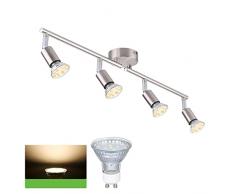 Faretti LED da Soffitto 4x4W, Tomshine lampadario faretti Plafoniera Moderna da Soffitto per Illuminazione da Interno Luce Calda Corpo Metallo, Color Nickel Opaco,Include 4×4W GU10 230V