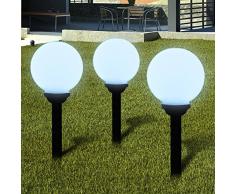 vidaXL 3x Lampione Solare LED da Giardino 20 cm con Picchetto Lanterna Esterni