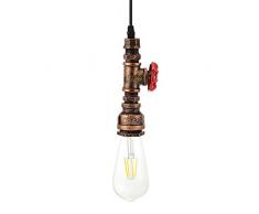 KAWELL Industriale Vintage Luce Pendente Retro Lampada a Sospensione a Tubo Dacqua Creativo Plafoniera Lampadario Art Deco Ferro E27 60W Max Cafe, Bar, Ristorante, Cucina, Rust Colori