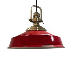 bamyum Asletl Lampada a Sospensione Industriale Vintage 41 cm Diametro, Lampadario Cucina Vintage, Lampadari Tavolo da Pranzo, Lampadario Camera da Letto Soggiorno, Lampada a Sospensione Rosso Cucina