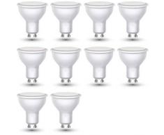 ZoneLED Set, Lampadina LED Gu10, 3W, Luce Bianca Calda 3000K, 110°,Set di 10 Faretti LED