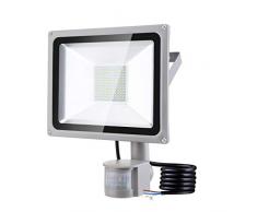 NIKEEYEN 100W Faretto LED da Esterno con Sensore di Movimento 10000LM IP65 Impermeabile Faro LED 6500K Bianca Fredda Faretto Esterno Illuminazione per Garage Terrazza Portico Giardino Corridoio