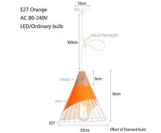BOSSLV Lampade a Sospensione Lampade E27 Lampade a Sospensione Lampada a Soffitto Lampadario con Paralume Lampada a Sospensione Industriale retrò per Bar Restauran, Giallo