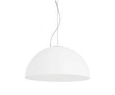 L+ lampadario a sospensione, in metallo, forma mezza sfera, bianco, nero, grigio, giallo, rosa, (Bianco, 60cm)