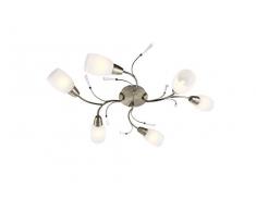 Elegante effetto 6 faretto plafoniera proiettore: ottone antico globo 54645 - 6