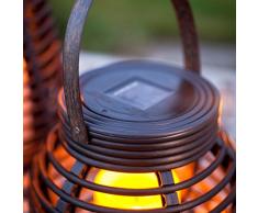 Lanterna rotonda LED da esterno effetto rattan ad energia solare 15cm di Lights4fun