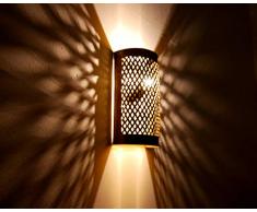 Applique da Muro Lampada Lanterna in Bronzo Ottone e Vetro Marocco Stile Arabo Etnico Orientale arredo MOROCCHINA Etnica 0807191219