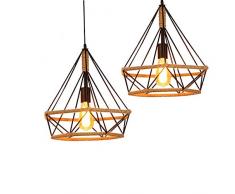 2 pezzi/E27Industriale Lampadario Di Soffitto Vintage Luce Pendente Di Diamanti Luce Ciondolo Con Paralume in Ferro Battuto per Cafe,Bar,Cucina,Corridoio,Ristorante lampadario decorativo Lampadari
