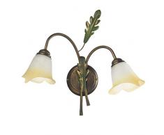 ONLI Applique Quercia Foglia Verde Bronzo 2 LUCI