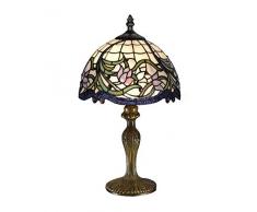 Lampada da tavolo con motivo floreale in stile Tiffany