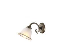 Parete lampada salotto illuminazione vetro satinato Ottone anticato lampada plancia antica stile Globo 60208W