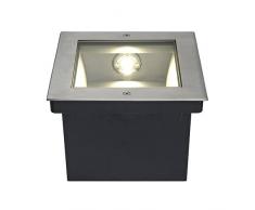 SLV, Faretto LED da incasso a pavimento, forma quadrata, in acciaio INOX, 1620 lumen, 3000 kelvin