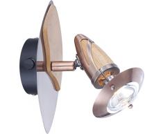 Globo, Lampada da parete in rame e legno