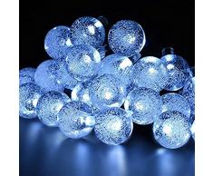 MagicLux Tech - Catena luminosa a 30 LED a energia solare, per giardino, recinzione, Natale, vacanze, casa, matrimonio, decorazione per feste, 21FT, 8 in 1, plastica, 0,2 W, bianco
