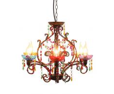 Lampadari Lampadario Lampade a sospensione da luci Lampadario a sospensione in cristallo acrilico colorato perline di arte retrò nordica, lampadario candelabro candelabro classico da pranzo con boe ca