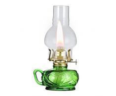 TIANZD Lampada a Cherosene Lampada a Olio in Vetro Decorativo per Interni Campeggio Esterno Picnic Luci di uragano Lampada a Olio di Loto Antivento con regolatore di Fiamma
