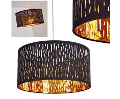 Lampada a sospensione Liared sintetico e velluto nero/oro - Plafoniera sospesa design e elegante per salotto - soggiorno - camera da letto - E27